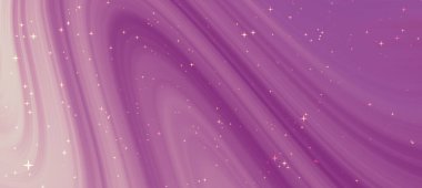 Soyut kıvrımlı mor ve pembe arkaplan. Parlayan yıldızlar, dijital tasarım için ideal.