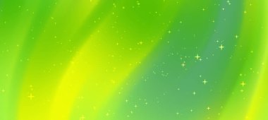 Parlayan yıldızlı, soyut yeşil ve sarı arkaplan tasarım ve dekorasyon için ideal.