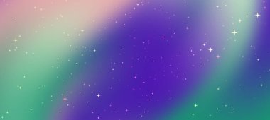 Yıldızlarla birlikte renkli soyut eğimli arkaplan, tasarım kullanımı için rüya gibi bir atmosfer yaratıyor