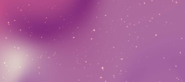 Dağılan yıldızlarla dolu canlı pembe ve mor renkler içeren evrensel bir arka plan.
