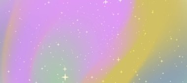 Parıldayan yıldızlar ve yumuşak eğimlere sahip ruhani pastel kozmik arkaplan, rüya gibi tasarımlar için idealdir.