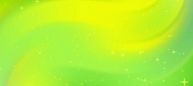 Işıl ışıl parlayan yıldızlar serpiştirilmiş kıvrımlı yeşil ve sarı renkleri olan parlak soyut bir arka plan.