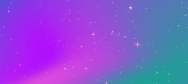 Işıl ışıl yıldızlı pembe ve yeşil renklere sahip canlı bir kozmik arkaplan