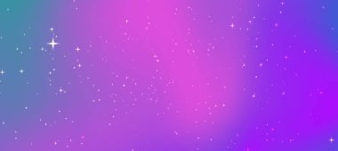 Pembe ve mor renklerin dağılmış yıldızlarla değişimini içeren canlı bir kozmik arkaplan.