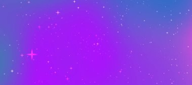 İnce yıldızımsı elementlerle mor ve mavi bir gradyan içeren canlı bir kozmik arkaplan