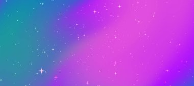 Renkli grafikler ve parıldayan yıldızlar ile canlı bir kozmik arkaplan, dijital tasarımlar için idealdir.