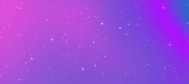 Dijital tasarım için ideal pembe ve mor renkte yıldızlarla dolu canlı bir kozmik arkaplan