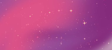 Pembe ve mor renklerin rüya gibi gradyanı, parlak yıldızların tuhaf bir kozmik zemin oluşturması.