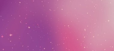 Kozmik arkaplanda ışıldayan yıldızlarla pembe ve mor renklerin rüya gibi gradyanı
