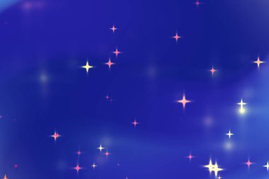 Parlayan yıldızlarla dolu parlak mavi bir arkaplan yaratıcı projeler için büyülü bir atmosfer yaratıyor.