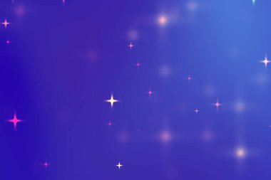 Mor ve mavi renkli parlak yıldızların yer aldığı canlı bir kozmik arkaplan.