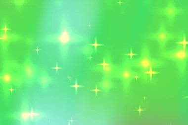 Parlayan yıldızlarla dolu canlı yeşil arkaplan tasarım için büyülü bir atmosfer yaratıyor