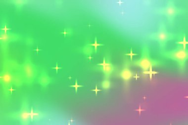 Renkli bokeh ve ışıldayan yıldızlarla soyut, rüya gibi bir arka plan, büyülü bir atmosfer yaratıyor.