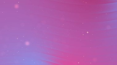 Yumuşak dalgalar ve pembe ve mor renkte parlayan parçacıklar ile soyut gradyan arkaplan