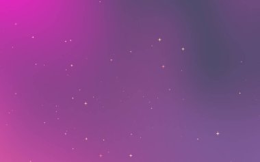 Pembe ve mor renklerin dağılmış yıldızlarla değişimini içeren canlı bir kozmik arkaplan.