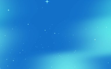 Yumuşak bulutlarla ve parıldayan yıldızlarla dolu sakin mavi bir gökyüzü, huzurlu bir gece atmosferini çağrıştırıyor.