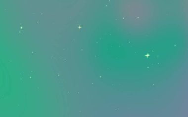 Yumuşak yeşil renkler ve parıldayan yıldızlarla dolu sakin bir kozmik arka plan, dijital tasarımlar için idealdir.