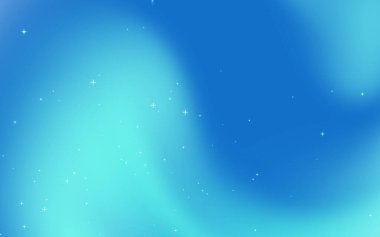 Yumuşak parlayan yıldızlara sahip soyut mavi ve gök mavisi gradyan arkaplan, dijital tasarım projeleri için ideal