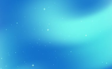 Yumuşak parıldayan yıldızlarla soyut mavi ve gök mavisi gradyan arkaplan, dijital tasarımlar için ideal