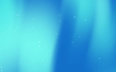 Soyut mavi ve turkuaz eğimli arka plan, yumuşak ışık ve parıldayan yıldızlar, dijital tasarım için ideal