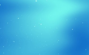 Yumuşak ışık ve ışıldayan yıldızlarla soyut mavi eğimli arkaplan, dijital tasarımlar için ideal