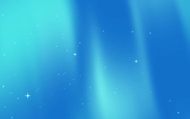 Yumuşak ışık efektleriyle soyut mavi eğimli arkaplan ve sakin bir atmosferde ışıldayan yıldızlar