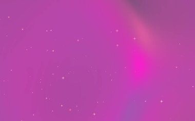 Pembe ve mor renkli soyut kozmik arkaplan, dağınık yıldızlar, rüya gibi bir atmosfer yaratıyor.