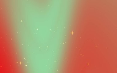 Işıldayan yıldızların yer aldığı yeşil ve kırmızı renklerin gradyan karışımına sahip soyut kozmik arkaplan