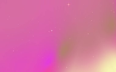 Parlak pembe ve sarı renklere sahip soyut kozmik arkaplan dağınık yıldızlar ve rüya gibi bir atmosfere sahip.