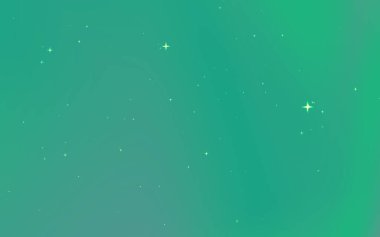 Dağılmış yıldızlarla soyut yeşil bir zemin, sakin ve rüya gibi bir atmosferi çağrıştırıyor.