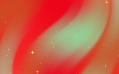 Parlayan yıldızlı kırmızı ve yeşil kıvrımlı soyut girdaplar rüya gibi bir kozmik sahneyi çağrıştırıyor.