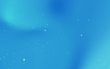 Yumuşak yıldızlı benekleri olan sakin mavi eğimli arkaplan, sakinleştirme tasarımları ve dijital sanat için ideal