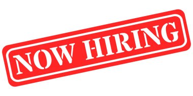 Yuvarlak köşeli, parlak kırmızı dikdörtgen bir damga, hafifçe eğimli. Beyaz, cesur sans-serif harfleri beyaz bir sınır ile merkezde 