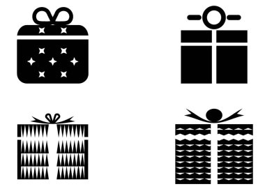 Kutlamalar için Siyah ve Beyaz Dekoratif Hediye Kutusu Simgesi