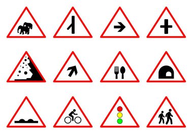 Üçgen Trafik İşareti Tehlike, Hayvan ve Yol Güvenliği Simgeleri