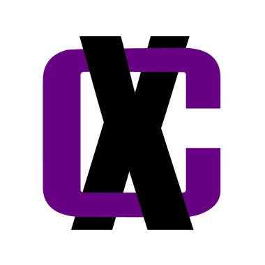 C ve X Monogram Logosu Kalın Mor ve Siyah Harf Tasarımı
