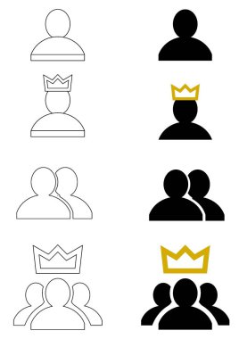 Kullanıcı, Lider ve Grup Simgeleri Vektör Kümesi Taç, Profil, Halkın Silüetleri