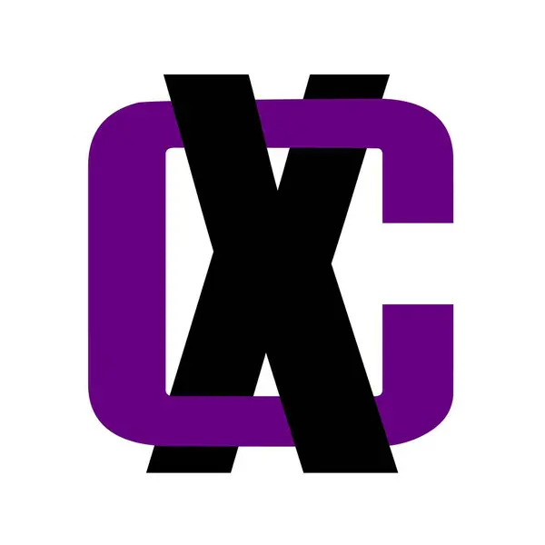C ve X Monogram Logosu Kalın Mor ve Siyah Harf Tasarımı