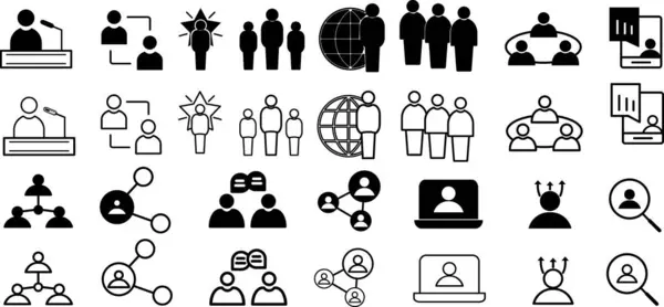 İş İletişim ve Ağ Simgeleri Vektör Ayarları