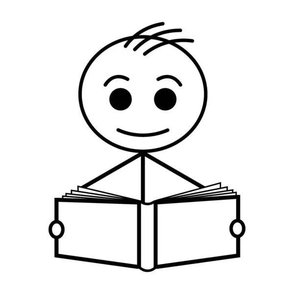 Çubuk Şekil Okuma Defteri İllüstrasyonu Asgari Çizgi Sanat Çizgi Filmi Öğrenme Simgesi