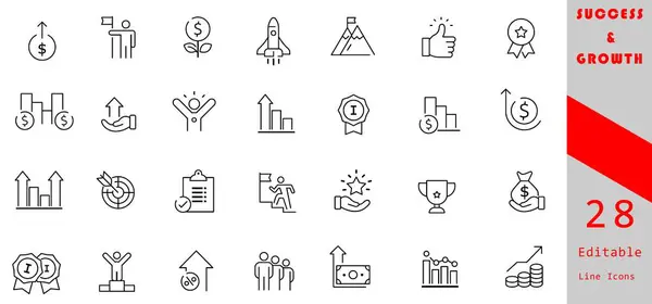 Başarı & Büyümesi İçin Asgari Satır Simgeleri: İş, Finans, Başarı Paketi