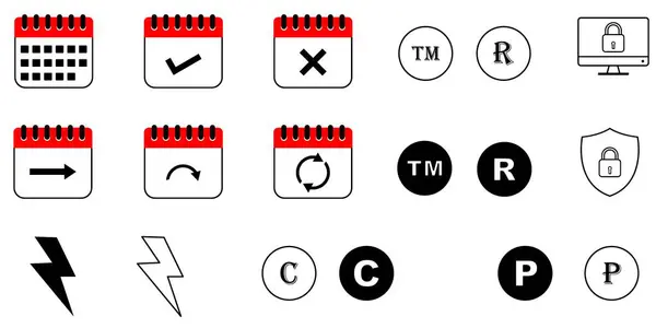 Takvim, Marka, Telif Hakları, Güvenlik ve Güç Simgesi Vektörü Ayarları