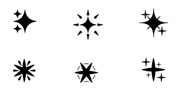 Siyah Yıldız Simgesi Grafik Tasarımı için Minimalist Vektör Sembollerini Ayarla