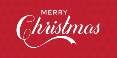 Kırmızı arka planda beyaz el yazısı olan mutlu noeller. Mutlu Noeller bayrağı