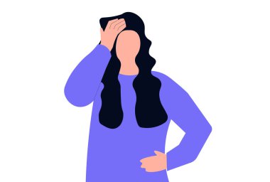 Zihinsel stres vektörü çizimi olan depresif kadın..