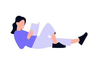 Kadın Rahatlama ve Okuma Kitap vektör çizimi