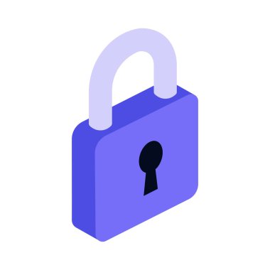 Kilitli Asma Kilit Siber Güvenlik, veri ve gizlilik koruma vektörü çizimi.