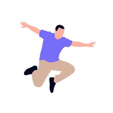 Havada zıplayan vektör illüstrasyonundaki kişi.