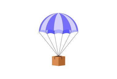 Crypto Airdrop with Paraşüt, Hediye ve Tanıtım Kripto Para Vektörü İllüstrasyonu.