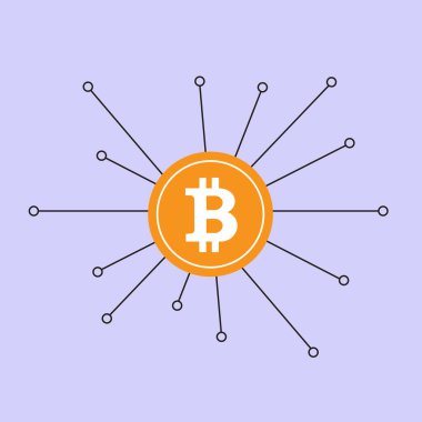 Bitcoin Yerel Ağ Bağlantıları vektör çizimi.